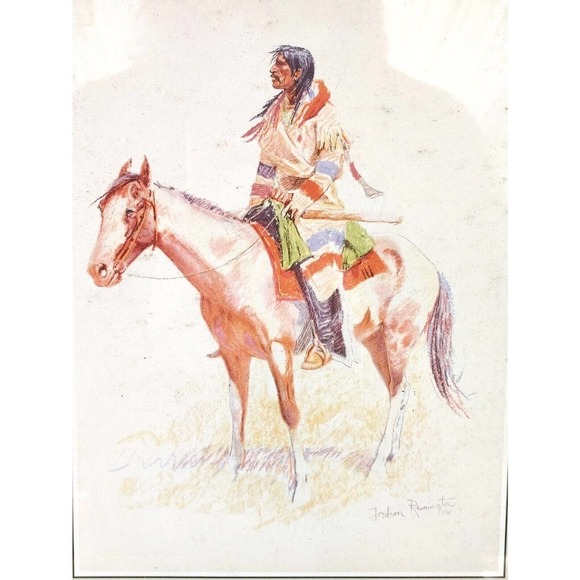 Vintage Frederic Remington "A Breed" 1956 Color Print Native American Framed - Picture 2 of 6
